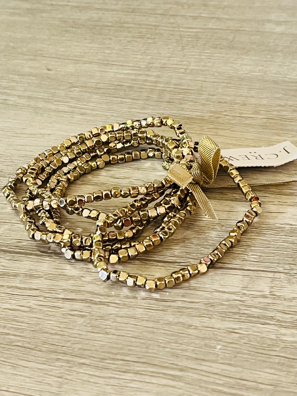 J. Crew Gold Tiny Beads Stretch Bracelets set-of-six NWT